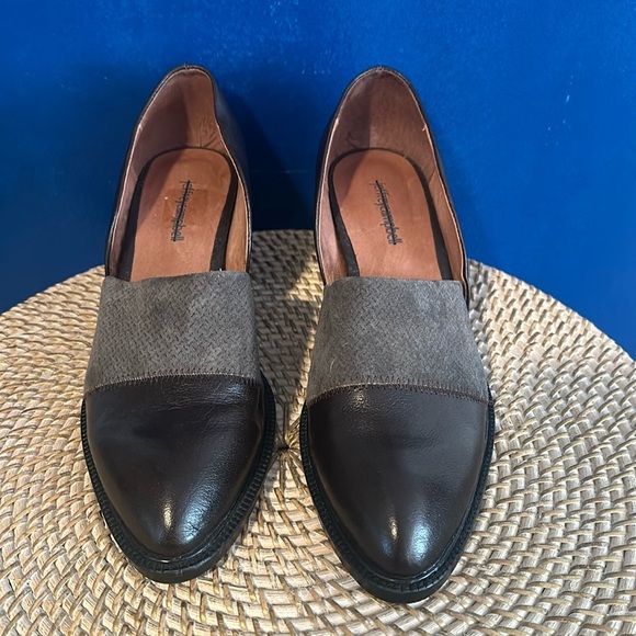 Women’s Jeffrey Campbell Heeled Brown Leather Loafers Size 10 - Picture 1 of 6